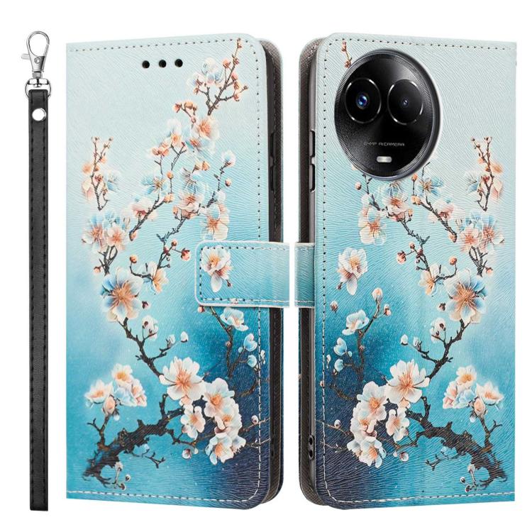 For Realme 11 5G Global Painted Pattern Vegan Leather Phone Case with Strap