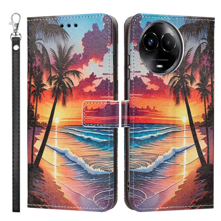 For Realme 11 5G Global Painted Pattern Vegan Leather Phone Case with Strap