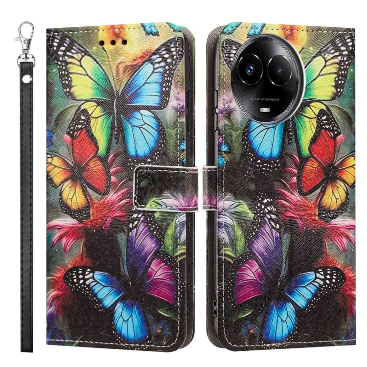 For Realme 11 5G Global Painted Pattern Vegan Leather Phone Case with Strap