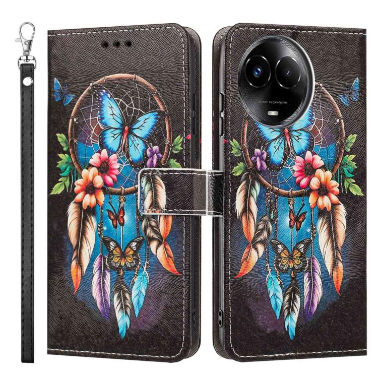 For Realme 11 5G Global Painted Pattern Vegan Leather Phone Case with Strap