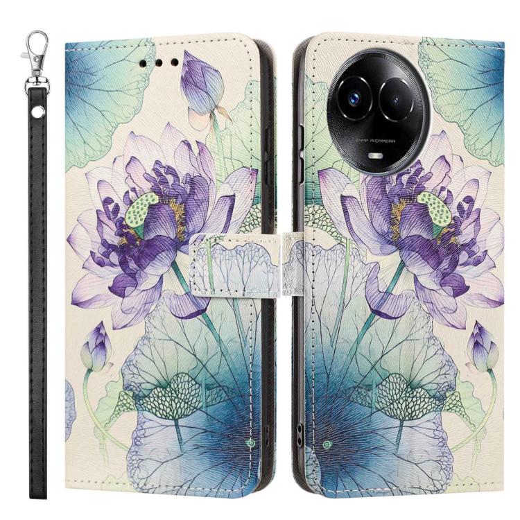 For Realme 11 5G Global Painted Pattern Vegan Leather Phone Case with Strap
