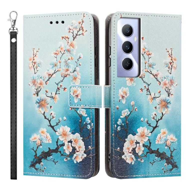 For Realme C65 4G Global Painted Pattern Vegan Leather Phone Case with Strap