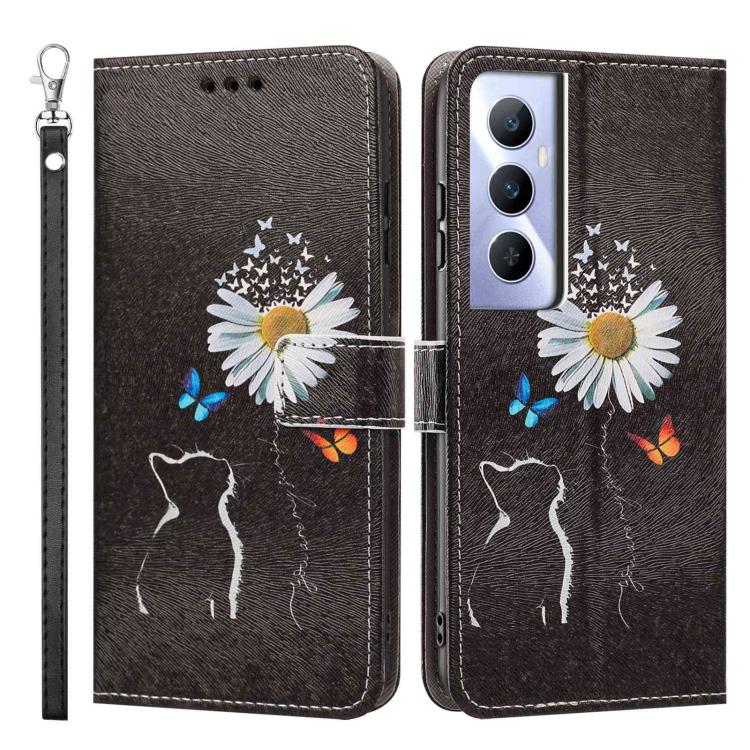 For Realme C65 4G Global Painted Pattern Vegan Leather Phone Case with Strap