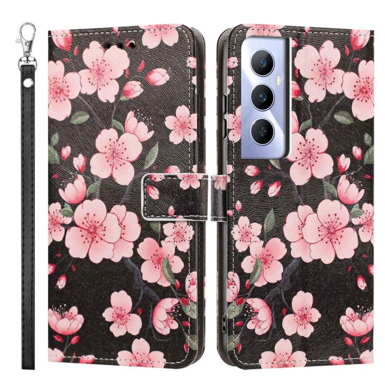 For Realme C65 4G Global Painted Pattern Vegan Leather Phone Case with Strap