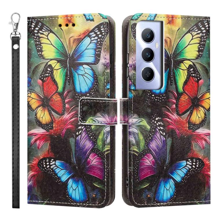 For Realme C65 4G Global Painted Pattern Vegan Leather Phone Case with Strap