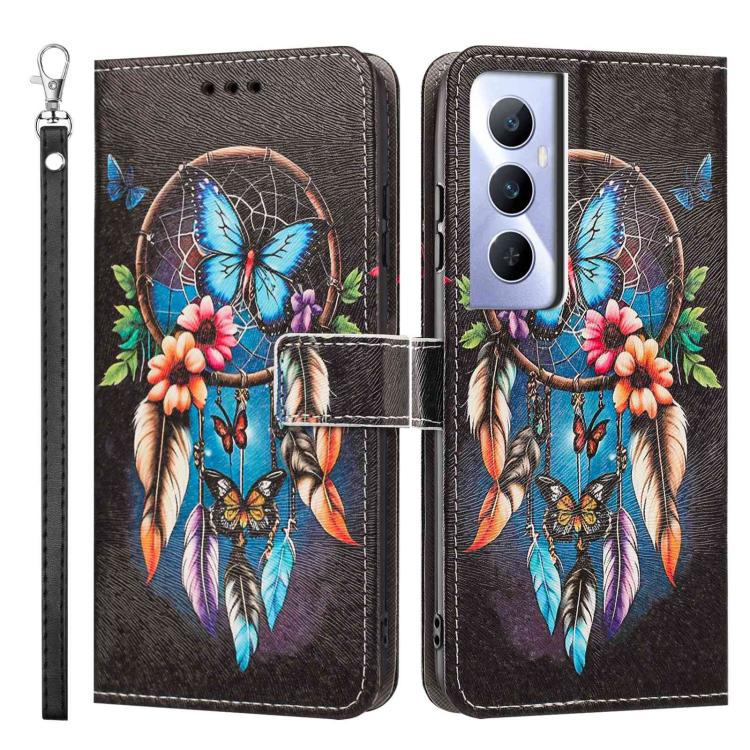For Realme C65 4G Global Painted Pattern Vegan Leather Phone Case with Strap