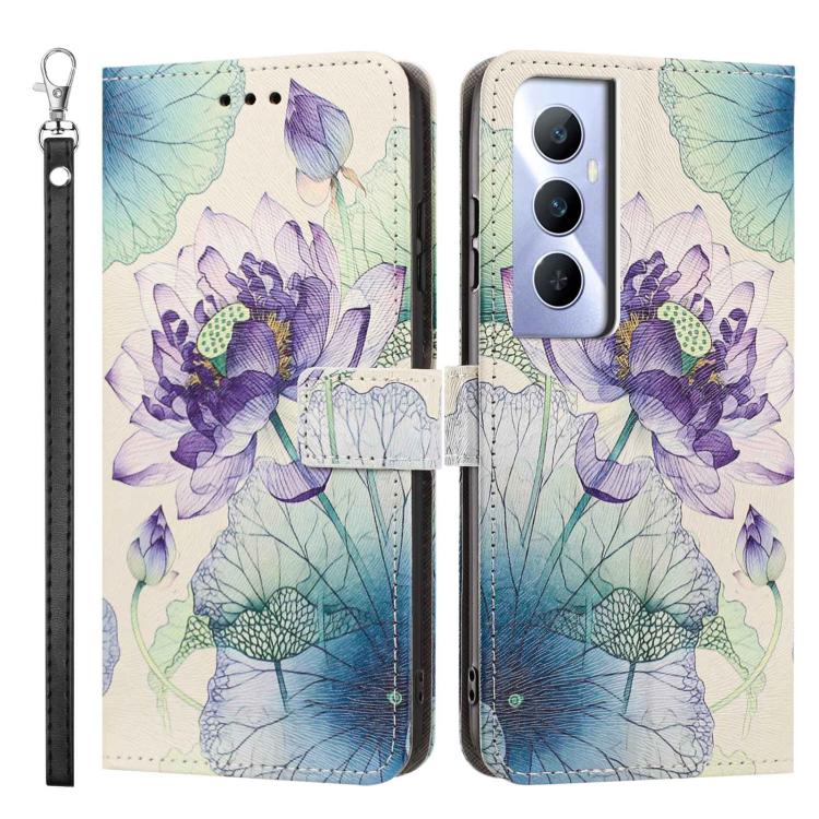For Realme C65 4G Global Painted Pattern Vegan Leather Phone Case with Strap