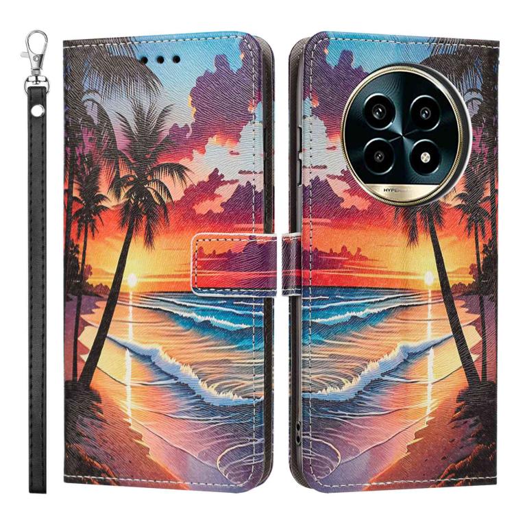 For Realme 13 Pro 5G Global Painted Pattern Vegan Leather Phone Case with Strap