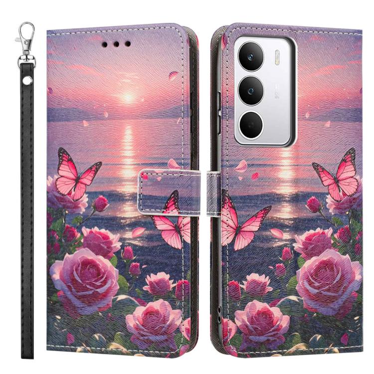 For Realme C71 Global Painted Pattern Vegan Leather Phone Case with Strap