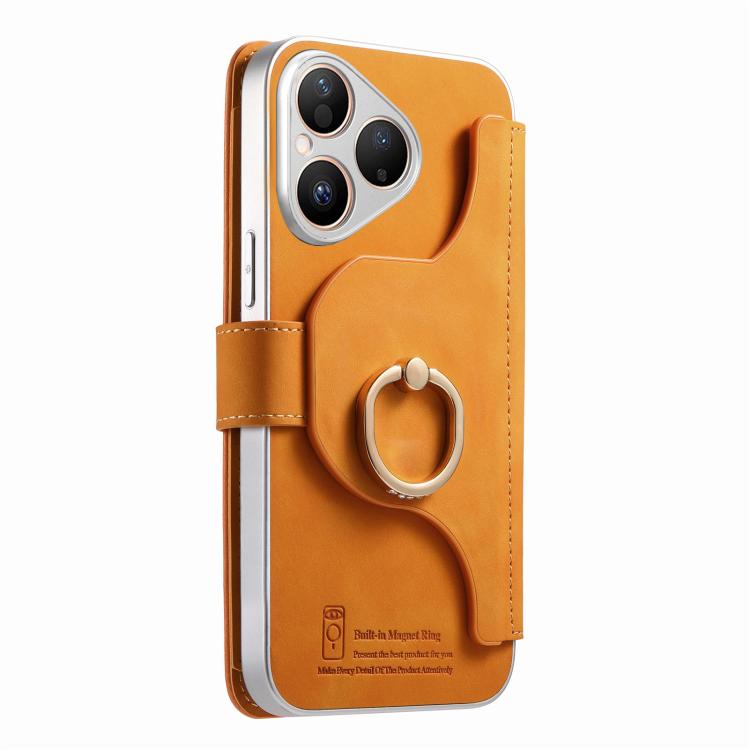 For Huawei Pura 80 5G Precision Hole Silver-Edged Ring RFID Blocking Zipper Wallet Magnetic Vegan Leather Phone Case