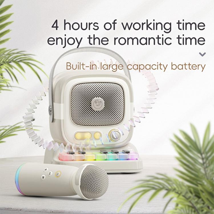 C60 Mini Bluetooth-compatible Karaoke Speaker with Piano Keyboard and Wireless Microphone