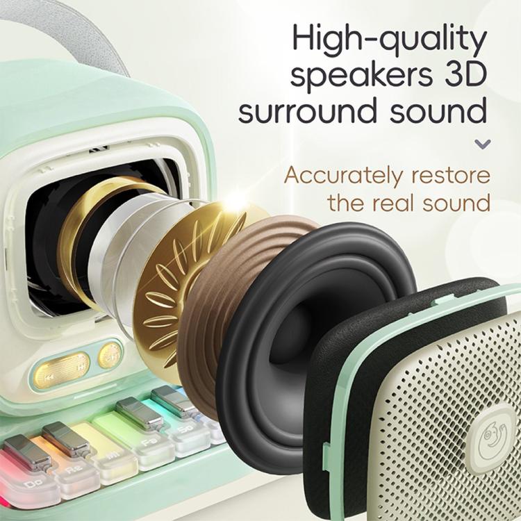 C60 Mini Bluetooth-compatible Karaoke Speaker with Piano Keyboard and Wireless Microphone