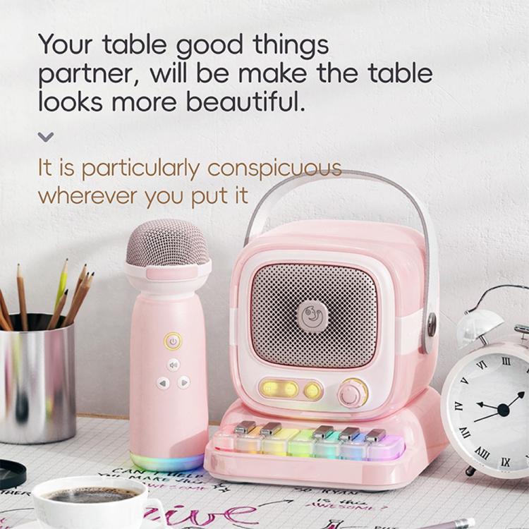 C60 Mini Bluetooth-compatible Karaoke Speaker with Piano Keyboard and Wireless Microphone
