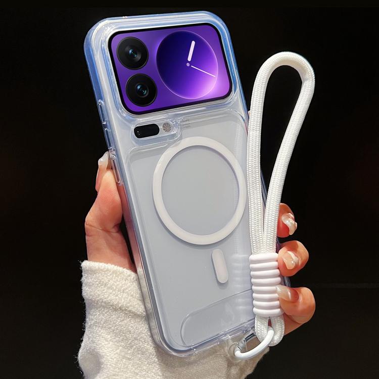 For Xiaomi 17 Pro Precise Hole Shockproof Magnetic TPU Hybrid Acrylic Transparent Phone Case With Lanyard