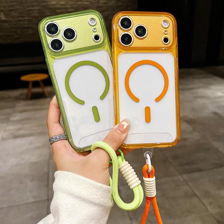 For iPhone Air Precise Hole Shockproof Magnetic TPU Hybrid Acrylic Transparent Phone Case With Lanyard