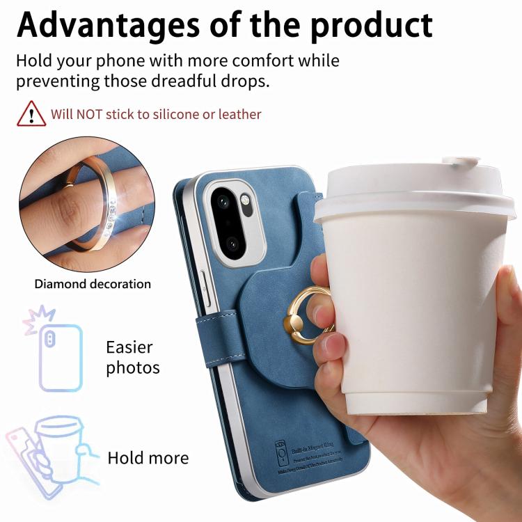 For OnePlus Ace 6 5G / 6T Precision Hole Silver-Edged Ring RFID Blocking Zipper Wallet Magnetic Vegan Leather Phone Case