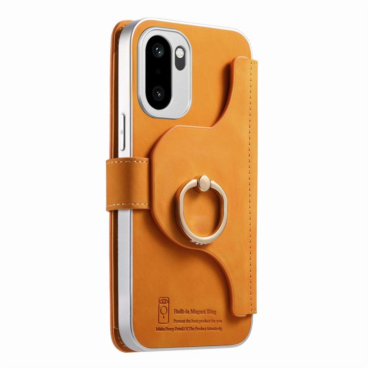 For OnePlus Ace 6 5G / 6T Precision Hole Silver-Edged Ring RFID Blocking Zipper Wallet Magnetic Vegan Leather Phone Case