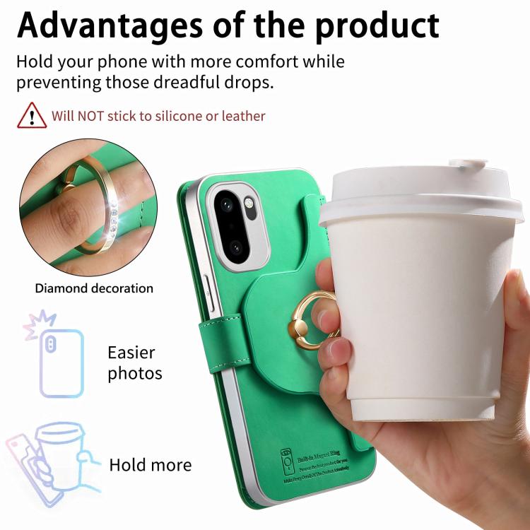 For OnePlus Ace 6 5G / 6T Precision Hole Silver-Edged Ring RFID Blocking Zipper Wallet Magnetic Vegan Leather Phone Case