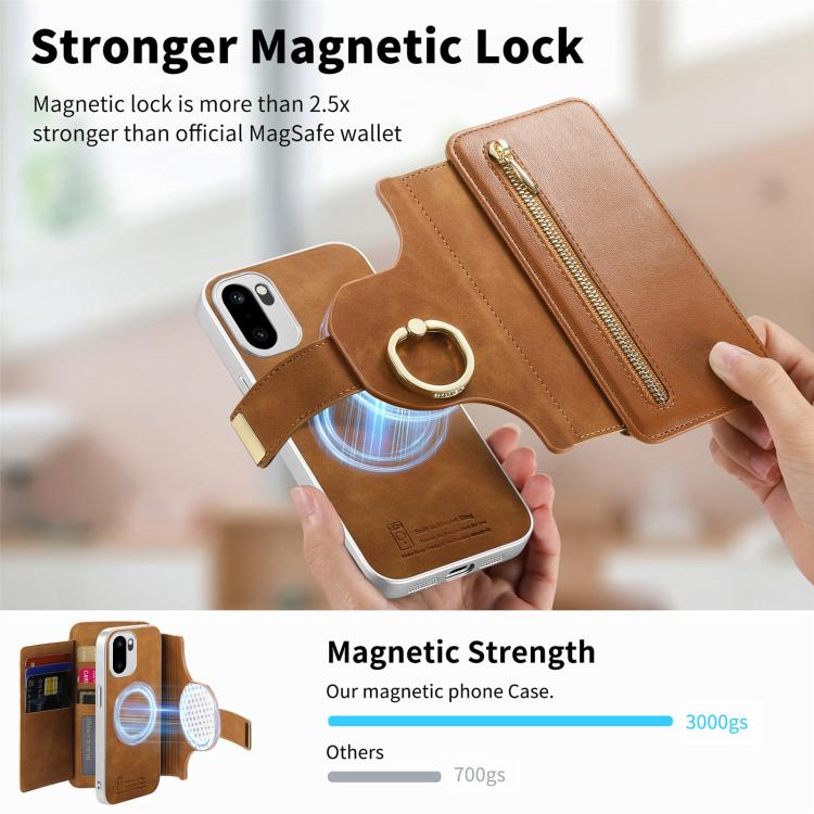 For OnePlus Ace 6 5G / 6T Precision Hole Silver-Edged Ring RFID Blocking Zipper Wallet Magnetic Vegan Leather Phone Case