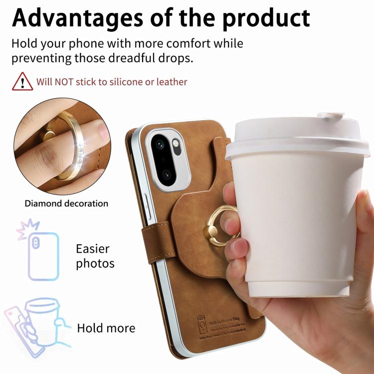 For OnePlus Ace 6 5G / 6T Precision Hole Silver-Edged Ring RFID Blocking Zipper Wallet Magnetic Vegan Leather Phone Case