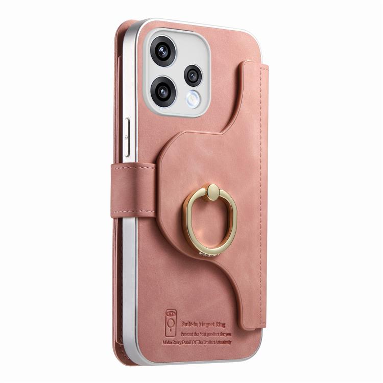 For OPPO Reno15 Global / 15 C 5G Precision Hole Silver-Edged Ring RFID Blocking Zipper Wallet Magnetic Vegan Leather Phone Case