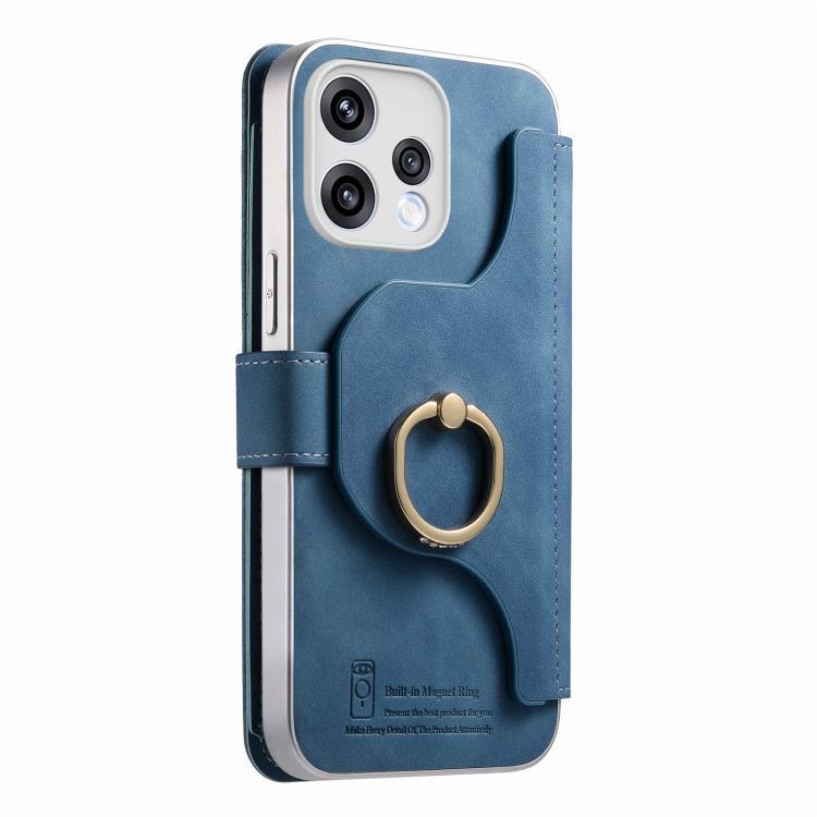 For OPPO Reno15 Global / 15 C 5G Precision Hole Silver-Edged Ring RFID Blocking Zipper Wallet Magnetic Vegan Leather Phone Case
