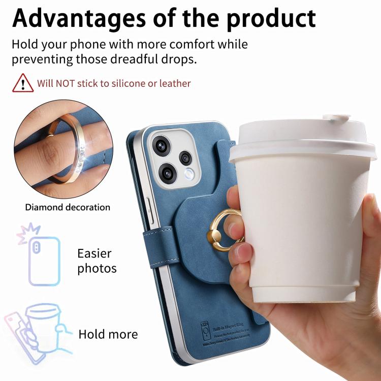 For OPPO Reno15 Global / 15 C 5G Precision Hole Silver-Edged Ring RFID Blocking Zipper Wallet Magnetic Vegan Leather Phone Case