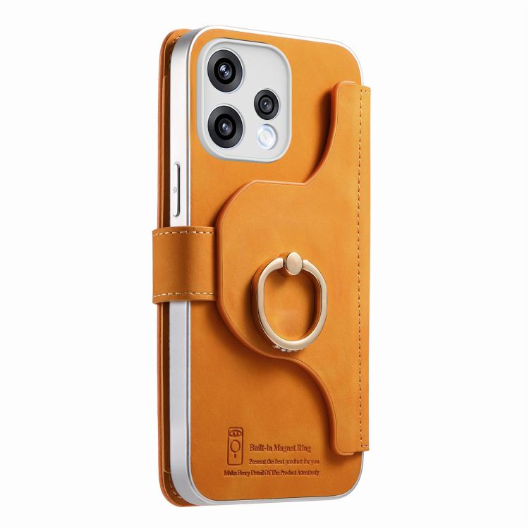 For OPPO Reno15 Global / 15 C 5G Precision Hole Silver-Edged Ring RFID Blocking Zipper Wallet Magnetic Vegan Leather Phone Case