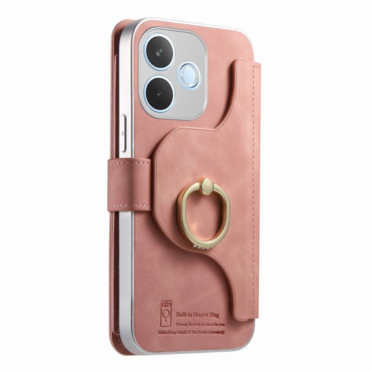 For OPPO A5 Pro 5G Global Precision Hole Silver-Edged Ring RFID Blocking Zipper Wallet Magnetic Vegan Leather Phone Case