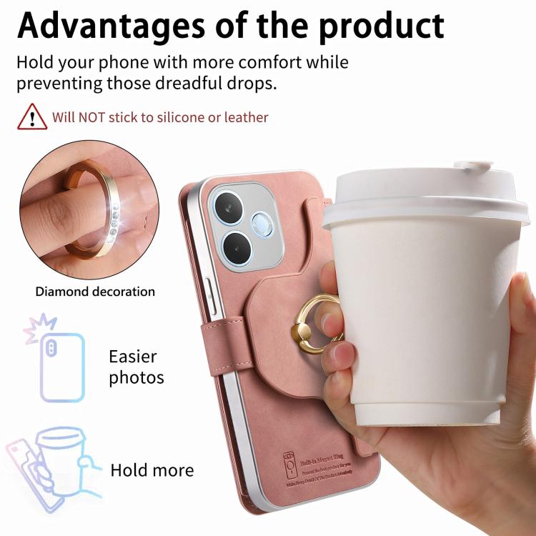 For OPPO A5 Pro 5G Global Precision Hole Silver-Edged Ring RFID Blocking Zipper Wallet Magnetic Vegan Leather Phone Case