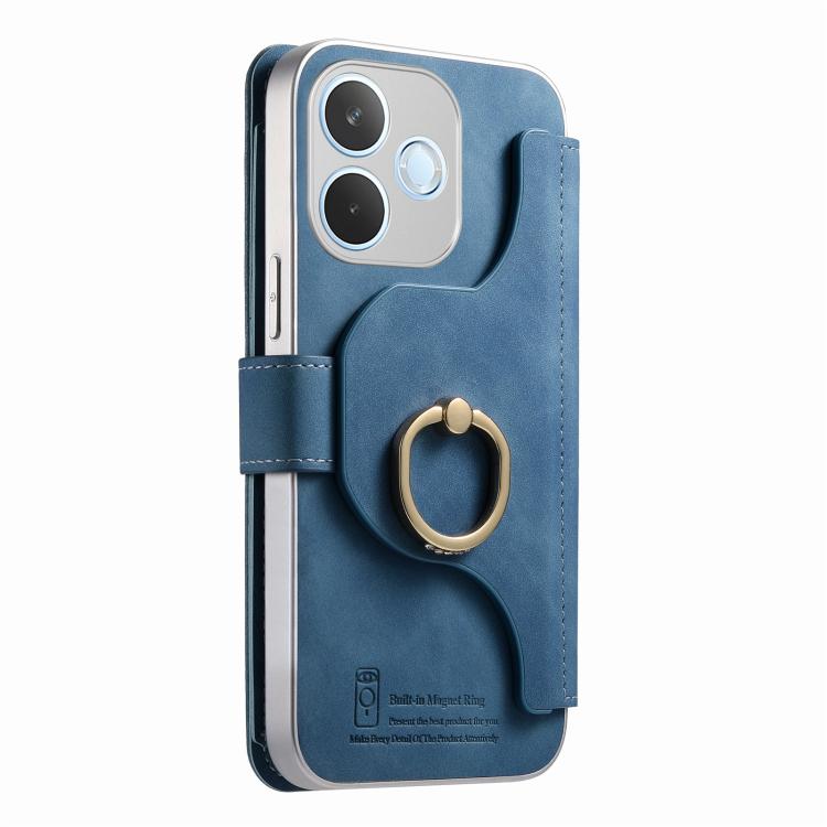 For OPPO A5 Pro 5G Global Precision Hole Silver-Edged Ring RFID Blocking Zipper Wallet Magnetic Vegan Leather Phone Case