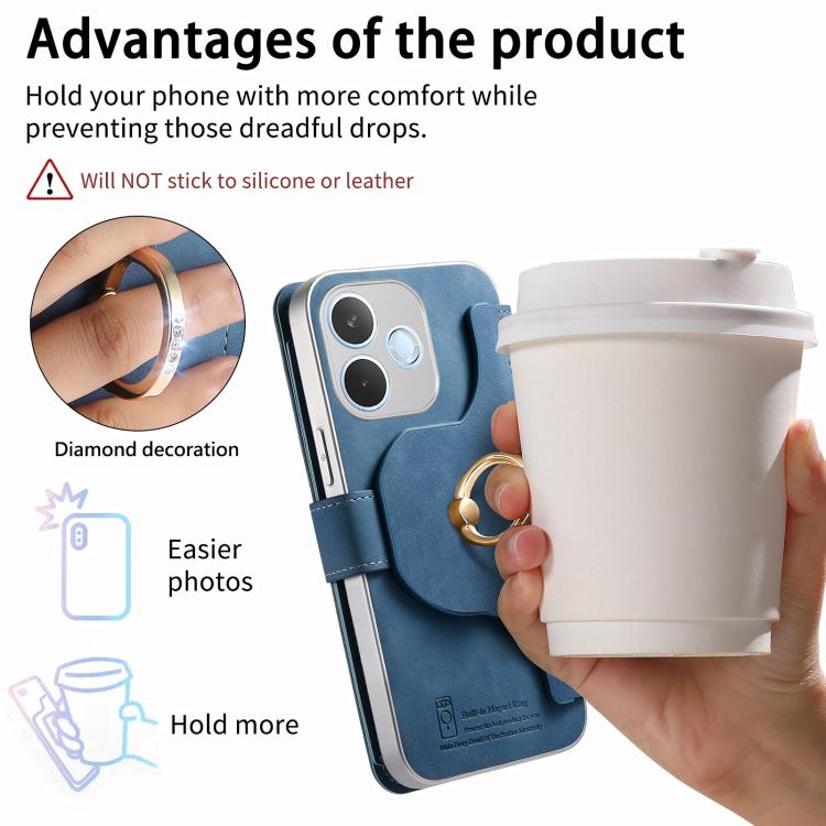 For OPPO A5 Pro 5G Global Precision Hole Silver-Edged Ring RFID Blocking Zipper Wallet Magnetic Vegan Leather Phone Case