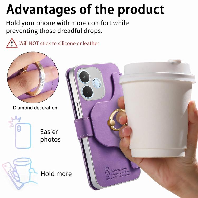 For OPPO A5 Pro 5G Global Precision Hole Silver-Edged Ring RFID Blocking Zipper Wallet Magnetic Vegan Leather Phone Case