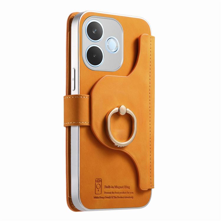 For OPPO A5 Pro 5G Global Precision Hole Silver-Edged Ring RFID Blocking Zipper Wallet Magnetic Vegan Leather Phone Case