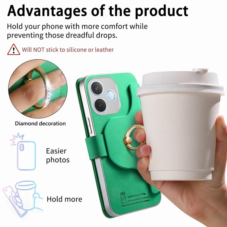 For OPPO A5 Pro 5G Global Precision Hole Silver-Edged Ring RFID Blocking Zipper Wallet Magnetic Vegan Leather Phone Case