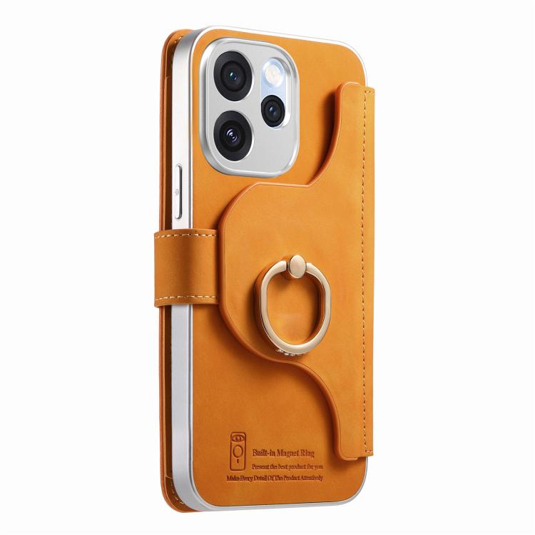 For OPPO Reno15 Pro Global  Precision Hole Silver-Edged Ring RFID Blocking Zipper Wallet Magnetic Vegan Leather Phone Case