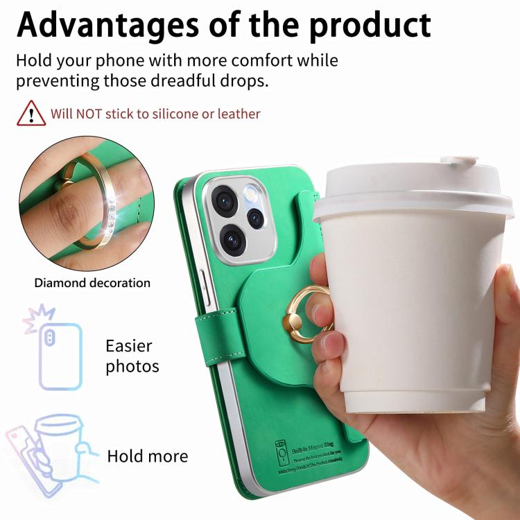 For OPPO Reno15 Pro Global  Precision Hole Silver-Edged Ring RFID Blocking Zipper Wallet Magnetic Vegan Leather Phone Case