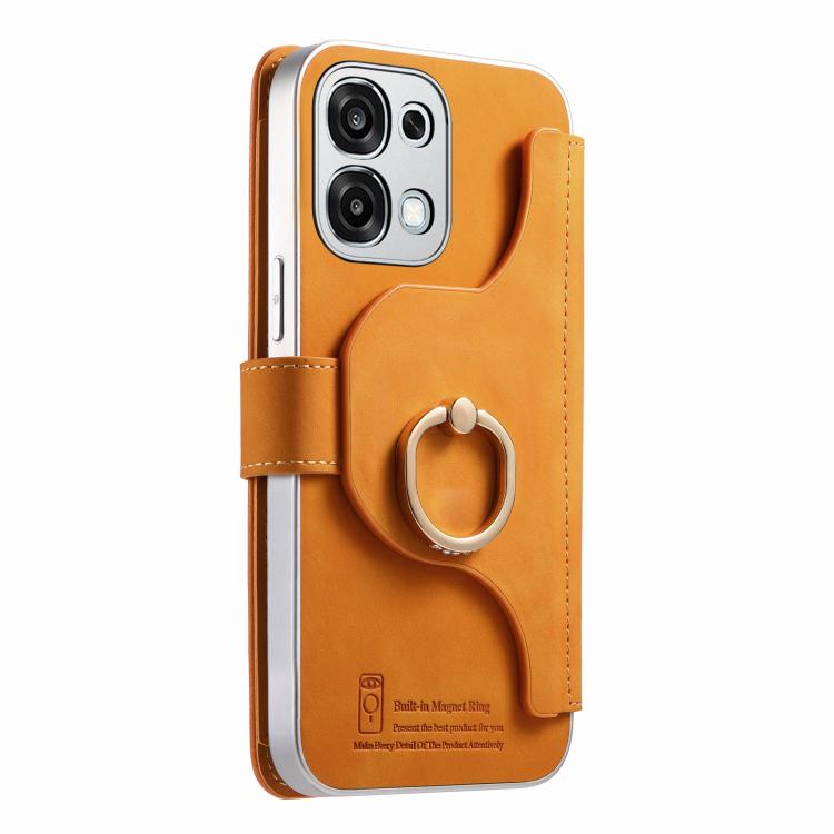 For OPPO A6 5G Global Precision Hole Silver-Edged Ring RFID Blocking Zipper Wallet Magnetic Vegan Leather Phone Case