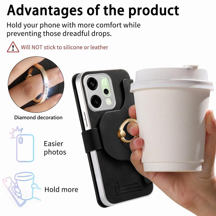 For OPPO Reno14 Global Precision Hole Silver-Edged Ring RFID Blocking Zipper Wallet Magnetic Vegan Leather Phone Case