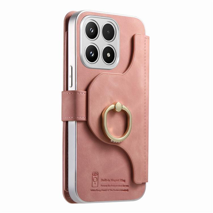 For Xiaomi 17 Precision Hole Silver-Edged Ring RFID Blocking Zipper Wallet Magnetic Vegan Leather Phone Case