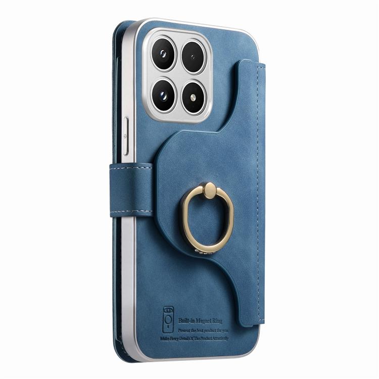 For Xiaomi 17 Precision Hole Silver-Edged Ring RFID Blocking Zipper Wallet Magnetic Vegan Leather Phone Case
