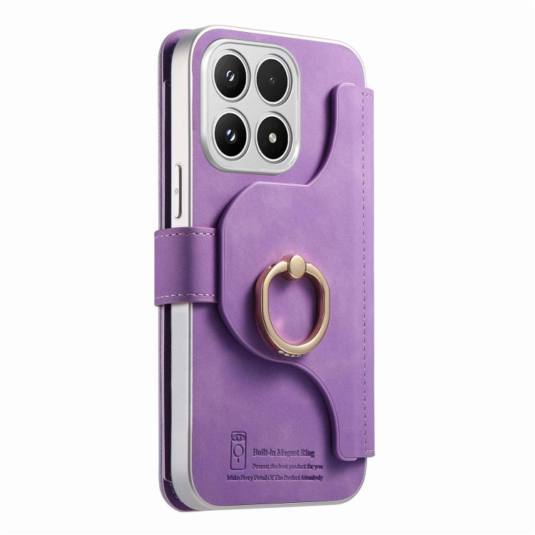 For Xiaomi 17 Precision Hole Silver-Edged Ring RFID Blocking Zipper Wallet Magnetic Vegan Leather Phone Case