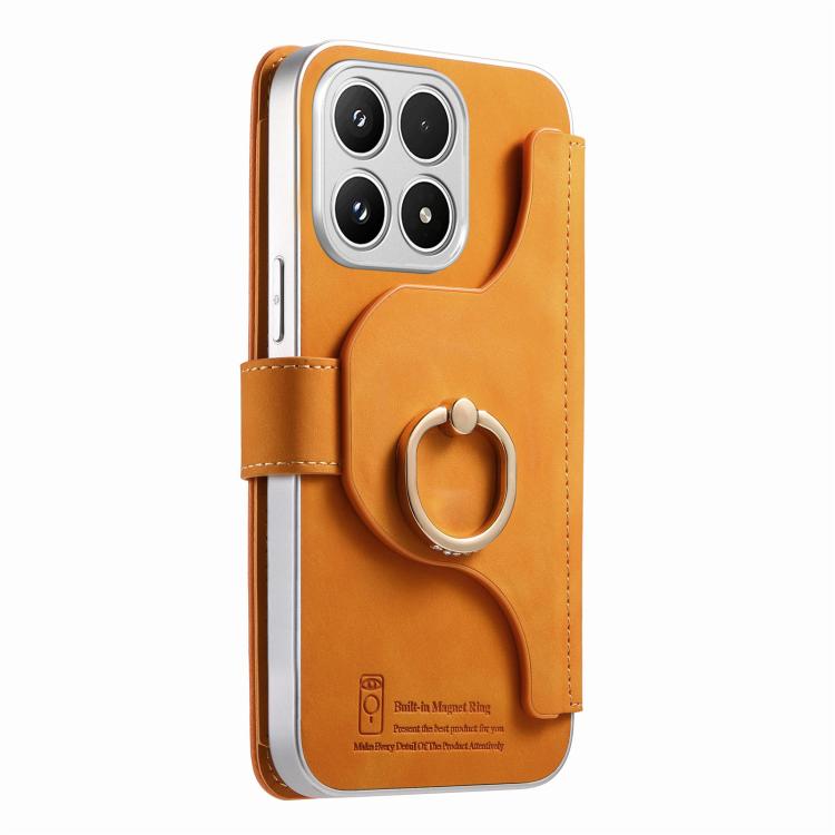 For Xiaomi 17 Precision Hole Silver-Edged Ring RFID Blocking Zipper Wallet Magnetic Vegan Leather Phone Case