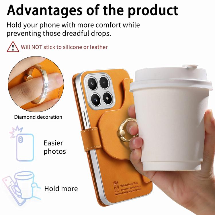 For Xiaomi 17 Precision Hole Silver-Edged Ring RFID Blocking Zipper Wallet Magnetic Vegan Leather Phone Case