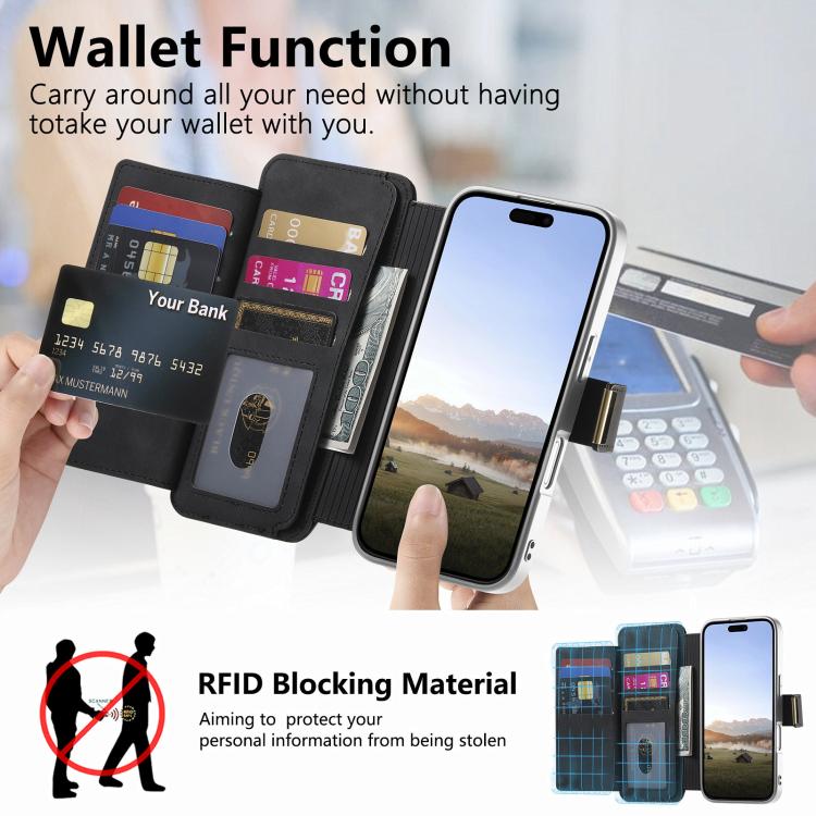For Redmi Note 14 5G Precision Hole Silver-Edged Ring RFID Blocking Zipper Wallet Magnetic Vegan Leather Phone Case