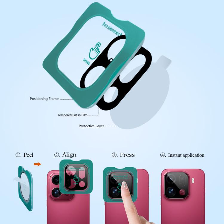 For OPPO Find X9 Pro 2pcs/Set LeReach TF Series Snap Version HD Wear-Resistant Camera Lens Glass Film - Black