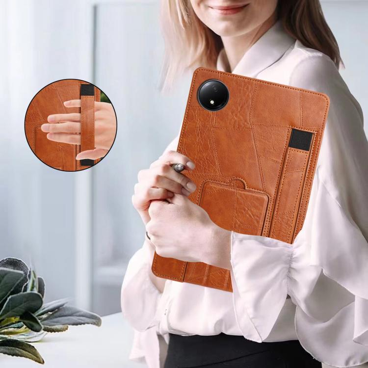 For Xiaomi Redmi Pad SE 4G 8.7 Wristband Retro Vegan Leather Back Tablet Case with Holder