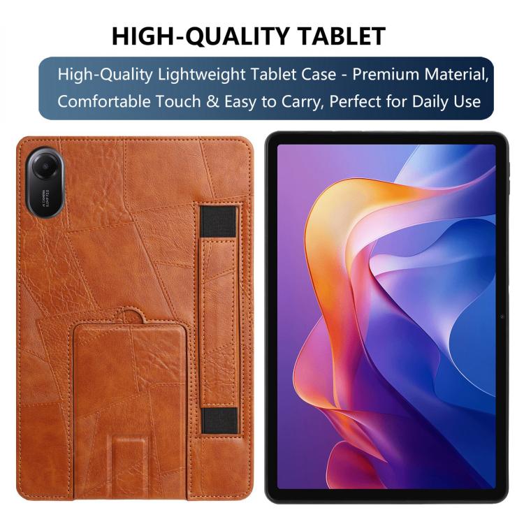 For Xiaomi Redmi Pad 2 11 2025 Wristband Retro Vegan Leather Back Tablet Case with Holder