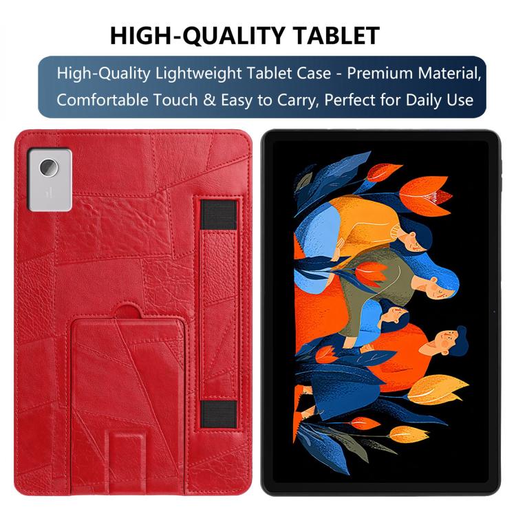 For Lenovo Idea Tab Plus 12.1 2025 Wristband Retro Vegan Leather Back Tablet Case with Holder