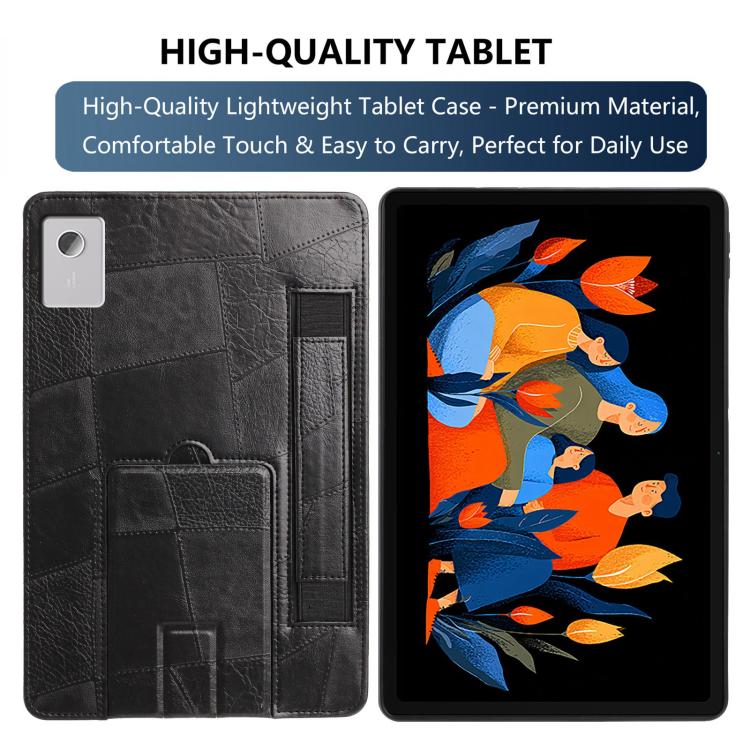 For Lenovo Idea Tab Plus 12.1 2025 Wristband Retro Vegan Leather Back Tablet Case with Holder